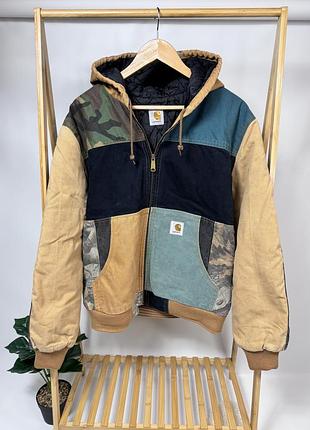 Куртка carhartt detroit jacket vintage work jacket reworked patchwork jacket camo military distressed y2k оригінал