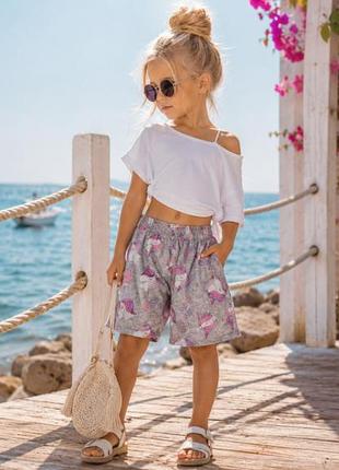 Лёгкие трикотажные шортики в единороги kids