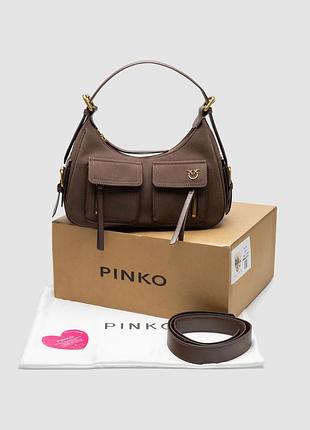 Сумка pinko suede cargo shoulder bag brown/gold