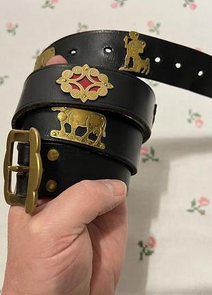 Вінтажний шкіряний альпійський ремінь пастуха (швейцарія, аппенцелль)