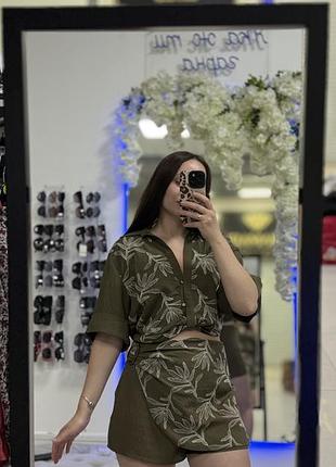 Лляний костюм zara з вишивкою