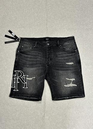 Шорти amiri mx2 denim logo distressed shorts black