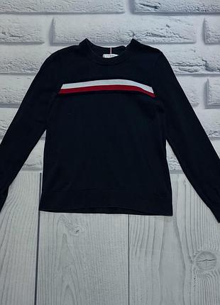 Світшот tommy hilfiger чорний з червоно-білою смужкою, розмір s