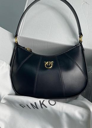 Сумка pinko hobo bag fine grain cow leather black
