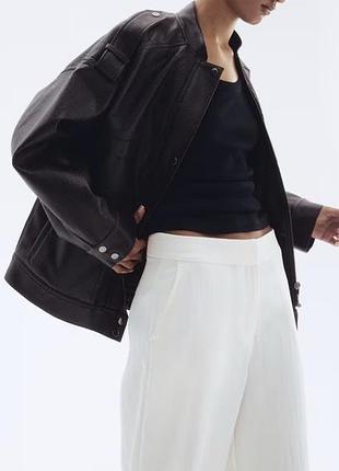 Брюки широкі висока посадка h&m wide leg twill pants