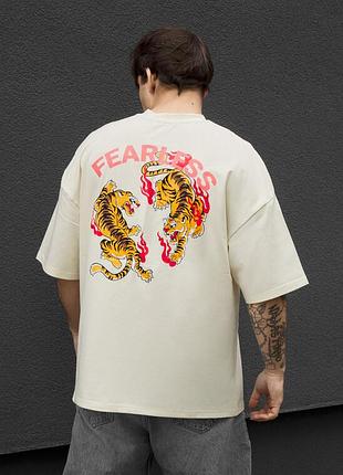 Мужская футболка staff fearless oversize молочного цвета