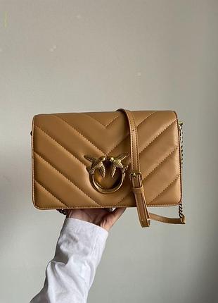 Сумка pinko large love bag click big chevron beige
