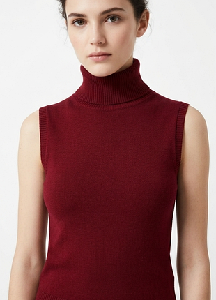 ​🍷 элегантный трикотажный топ-безрукавка zara с высоким горлом, размер м, состояние идеально ♥️