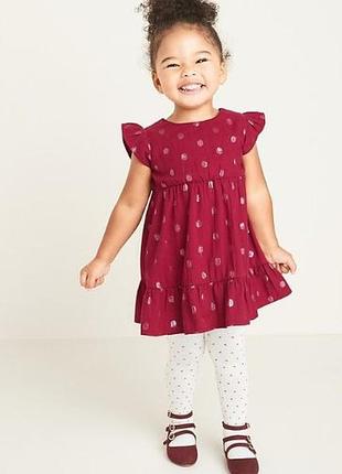Платье бордовое в серебристый горошек old navy3т - рост 92-99 см