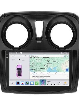 Штатная магнитола lesko для dacia sandero ii 2012-2016 экран 9" 4/64 qled carplay 4g wi-fi gps 360 prime