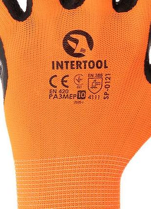 Перчатки intertool латексные рифленые 10" (6 шт.) 3