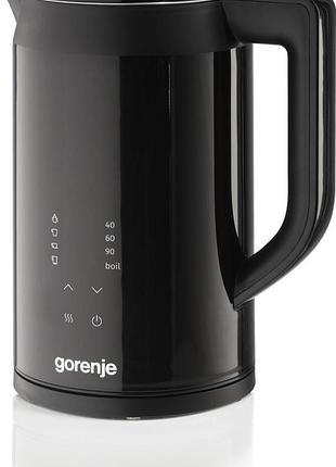 Чайник електричний gorenje k17dwdii, 1.7 л, чорний пластик, 2200 вт, сенсорний led-дисплей