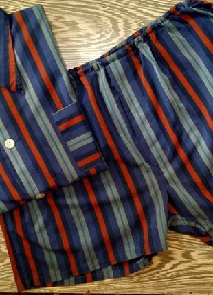 🌙мужская бомбезная полосатая пижама на пуговицах с шортами2 фото
