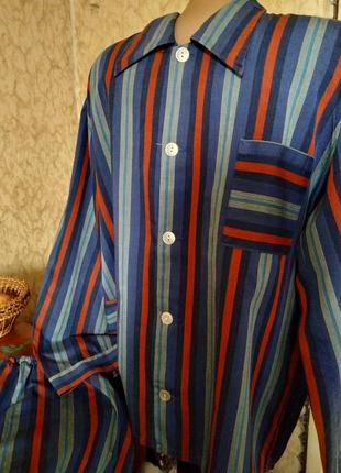 🌙мужская бомбезная полосатая пижама на пуговицах с шортами7 фото