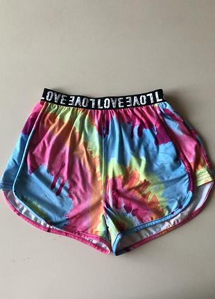 Шорты тай-дай tie-dye яркие шорты с спортивной резинкой шорты с разводами