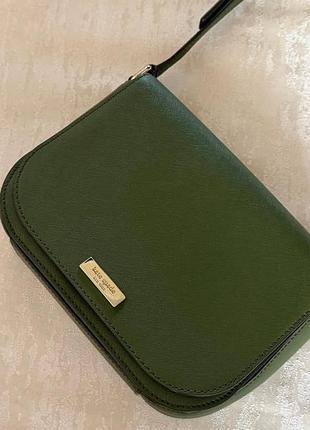 Темно-зеленая сумка kate spade new york, сафьяновая кожа