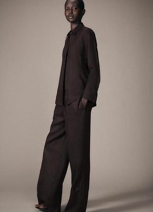 Льняные брюки zara 100% лён