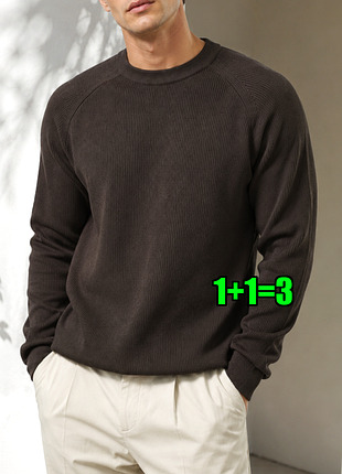 🤩1+1=3 фірмовий шоколадний чоловічий светр рубчик george, розмір 52 - 54