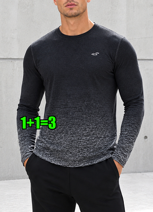 🤩1+1=3 брендовий чоловічий темно-сірий светр лонгслів hollister, розмір 44 - 46
