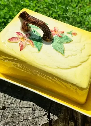 Старинная керамическая масленка, масляная