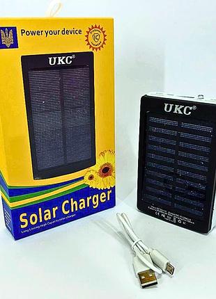 Павербанк solar 40000 mah мобільне зарядне із сонячною панеллю та лампою