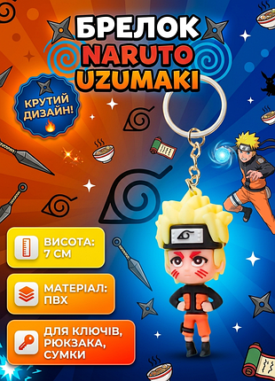 Брелок наруто узумаки naruto uzumaki аниме манга на рюкзак сумку 7 см