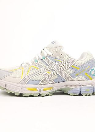 Asics gel kahana 8 белые с голубым и желтым