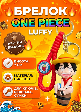 Брелок ван пис one piece большой куш манга монки д. луффи luffy monkey соломенная шляпа на бочке для ключей 7,5 см