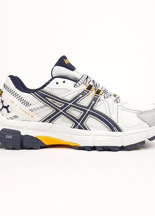 Asics gel kahana 8 белые с синим и оранжевым