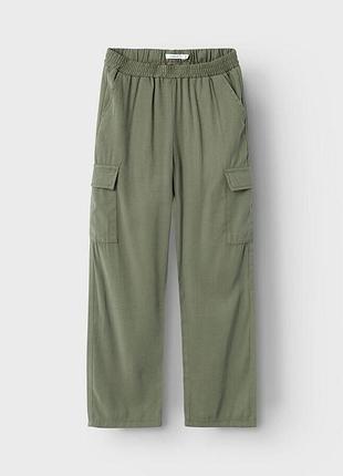 Детские брюки карго для девочки name it 134 см зеленые (250313014)