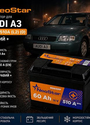Аккумулятор для audi a3 бензиновые моторы neostar 60аг 510а (l2) правый плюс