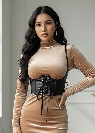 Трендовий корсетний пояс під груди зі шнурівкою для e-girl та панк образів 1641