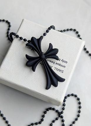 Кулон black chrome hearts middle steel