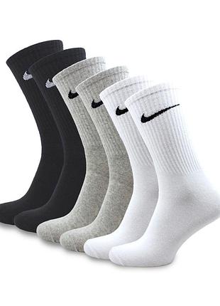 Носки мужские высокие спортивные nike sport хлопок разные цвета 41-45, набор 6 пар