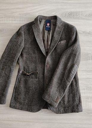 Шерстяной пиджак от club of gents из ткани harris tweed