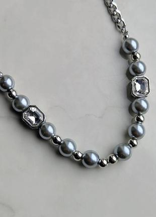 Цепочка с бусинами silver with crystals