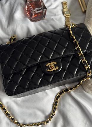 Сумка люкс якість "chanel classic 2.55 medium black/gold"