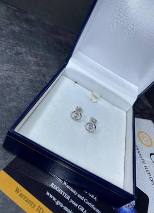 Сережки з муасанітом 1 ct круглі, гвоздики