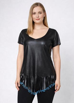 Трикотажная футболка имитация кожи  hand made