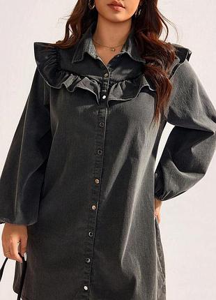 Натуральна сукня з воланом plus size