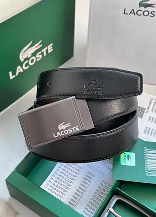 Мужской подарочный набор lacoste, двусторонний ремень lacoste с двумя пряжками, черный кожаный ремень лакоста