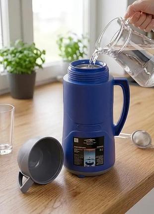 Термос stenson 1,8 л зі скляною колбою, кришка-чашка blue