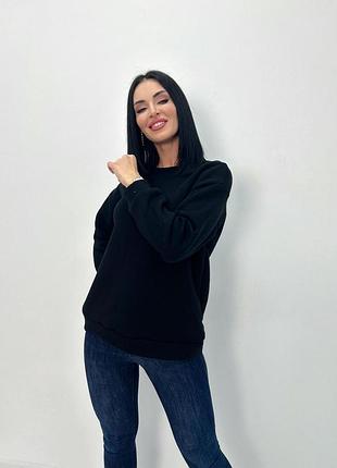 Женский теплый батник "wear" турция | норма и батал черный, 50-52