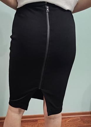 Черная трикотажная юбка карандаш zara миди размер s