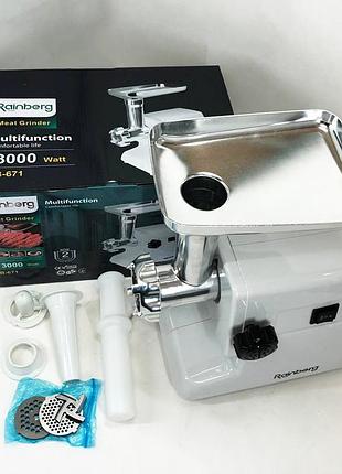 Топ мясорубок rainberg rb-671 2200вт, мощная компактная мясорубка, электромясорубка ka-67