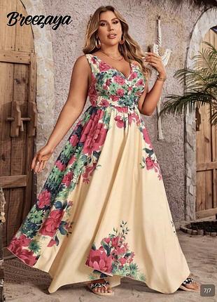 Довга максі квіткова сукня shein curve