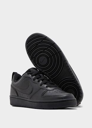 Дитячі чорні шкіряні кросівки nike court