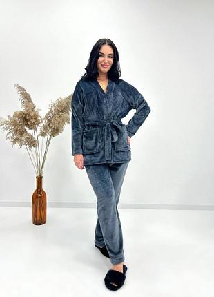 Домашній костюм з халатом "nelly" графіт, 42-44