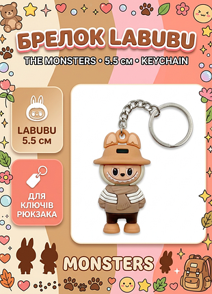 Брелок лабубу labubu the monsters детский на рюкзак, ключи 5,5 см