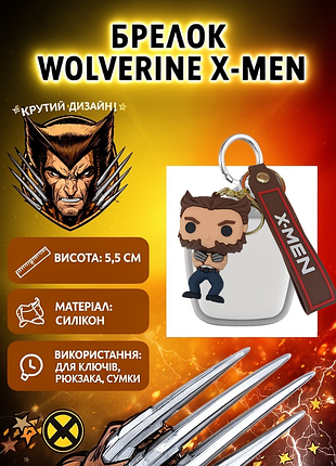 Брелок росомаха x-men люди икс wolverine на ключи, на сумку фигурка игрушка антистресс подвеска 5.5 см